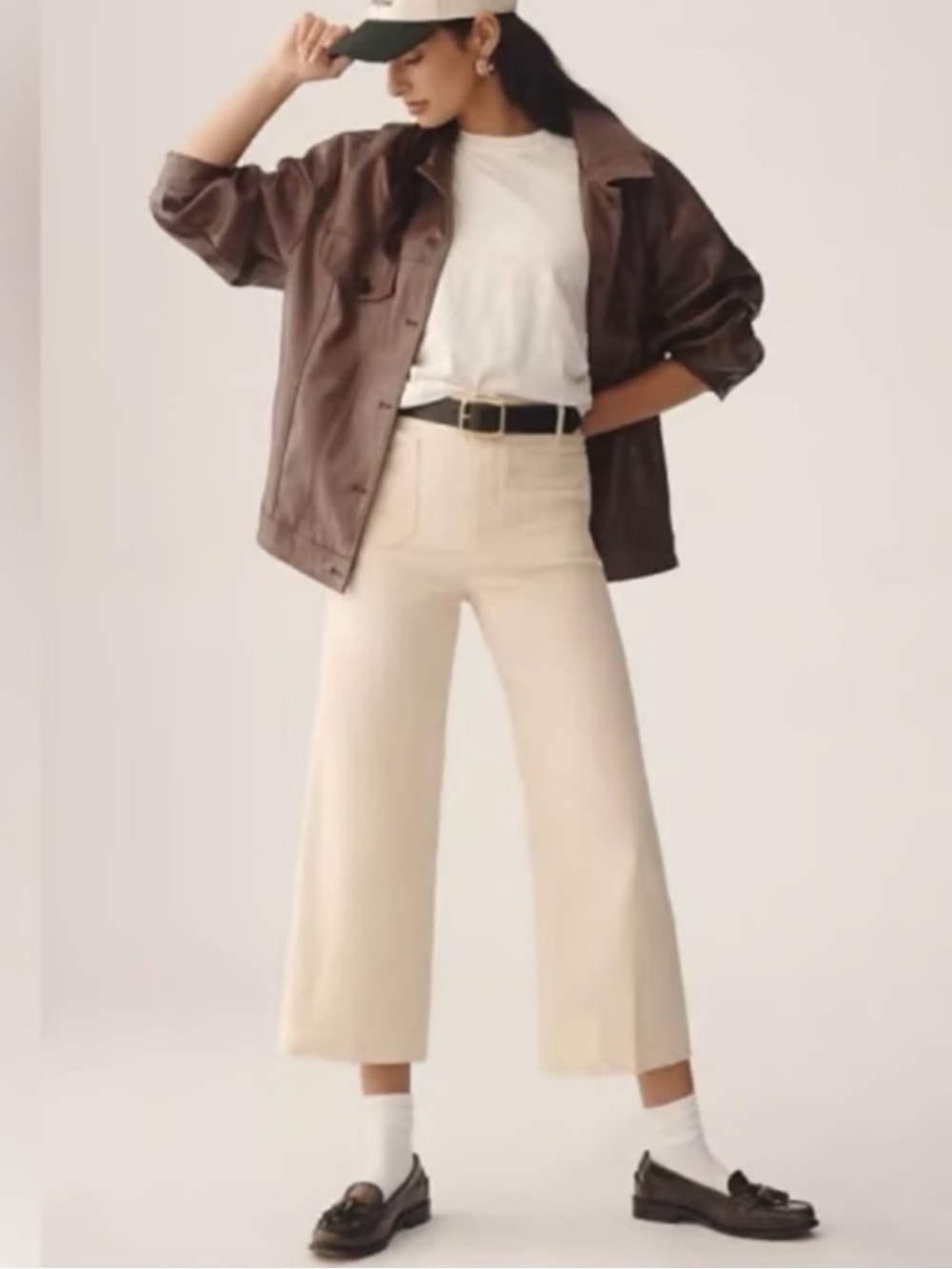 Anthropologie Maeve Colette Cropped Pants in Cream